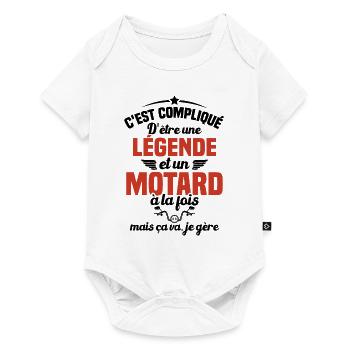 Legende et Motard, Humour Cadeau Motard - Body à manches courtes Premium Bébé - blanc - Devant