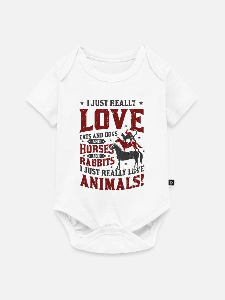 Katzen,Hunde,Pferde,Kaninchen - Tierliebhaber - Baby Premium Kurzarmbody - Weiß