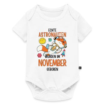 Im November geboren - Fuchs Astronaut im Weltall - Baby Premium Kurzarmbody - Weiß - Vorne