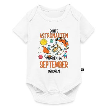 Im September geboren - Fuchs Astronaut im Weltall - Baby Premium Kurzarmbody - Weiß - Vorne