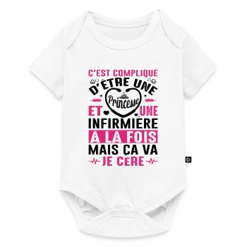 Infirmière Princesse Cadeau Anniversaire Médecine - Body à manches courtes Premium Bébé - blanc - Devant