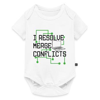 I Resolve Merge Conflicts Coder Software Developer - Baby Premium Kurzarmbody - Weiß - Vorne