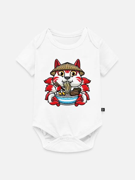 Kitsune Isst Ramen-nudeln Anime - Baby Premium Kurzarmbody - Weiß