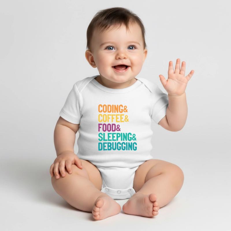 Coding Coffee Food Sleeping Debbuging Programmer C Baby Premium Kurzarmbody
