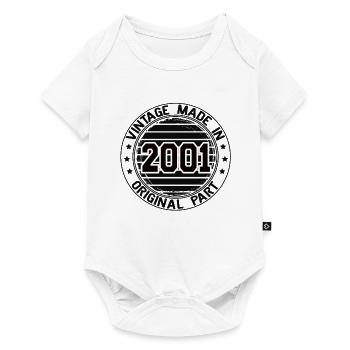 Vintage Made In 2001 Original Part Geburtstag 2001 - Baby Premium Kurzarmbody - Weiß - Vorne