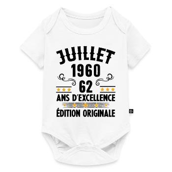 62 Ans Anniversaire Vintage Né(e) en Juillet 1960 - Body à manches courtes Premium Bébé - blanc - Devant