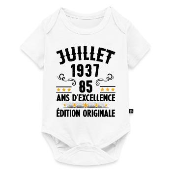 85 Ans Anniversaire Vintage Né(e) en Juillet 1937 - Body à manches courtes Premium Bébé - blanc - Devant