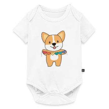 Rainbow Flag Gay Pride LGBTQ Herzen Hund Corgi - Baby Premium Kurzarmbody - Weiß - Vorne