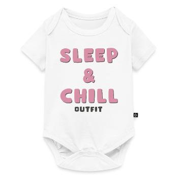 Schlaf und Chill Outfit - Baby Premium Kurzarmbody - Weiß - Vorne