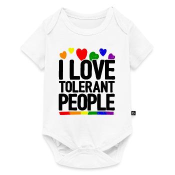 I Love Tolerant People Bisexual Gay Pansexual Rain - Baby Premium Kurzarmbody - Weiß - Vorne