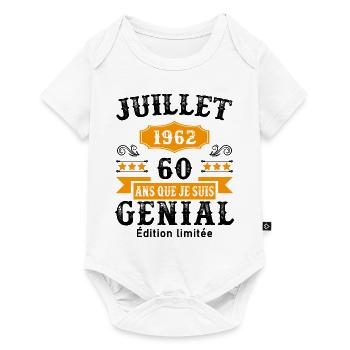 60 Ans Anniversaire Vintage Né(e) en Juillet 1962 - Body à manches courtes Premium Bébé - blanc - Devant