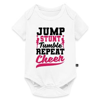 Jump Stunt Tumble Repeat Cheerleading Cheerleader - Baby Premium Kurzarmbody - Weiß - Vorne