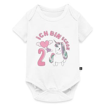 Ich bin 2 Jahre Mädchen Geburtstagsmotiv Einhorn - Baby Premium Kurzarmbody - Weiß - Vorne