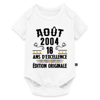 18 Ans Anniversaire Vintage Né(e) en Août 2004 - Body à manches courtes Premium Bébé - blanc - Devant