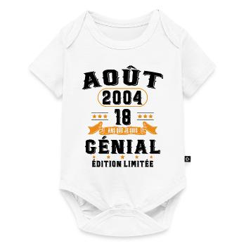 18 Ans Anniversaire Vintage Né(e) en Août 2004 - Body à manches courtes Premium Bébé - blanc - Devant