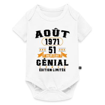 51 Ans Anniversaire Vintage Né(e) en Août 1971 - Body à manches courtes Premium Bébé - blanc - Devant