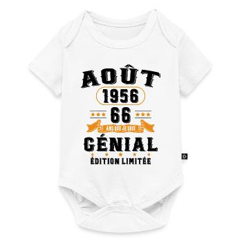 66 Ans Anniversaire Vintage Né(e) en Août 1956 - Body à manches courtes Premium Bébé - blanc - Devant