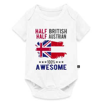 Halb Brite Halb Österreicher - Baby Premium Kurzarmbody - Weiß - Vorne