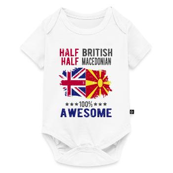 Halb Brite Halb Makedonier - Baby Premium Kurzarmbody - Weiß - Vorne