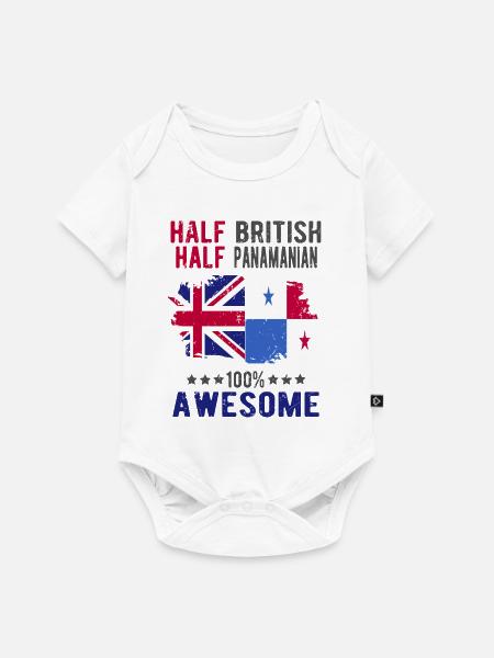 Halb Brite Halb Panamese - Baby Premium Kurzarmbody - Weiß