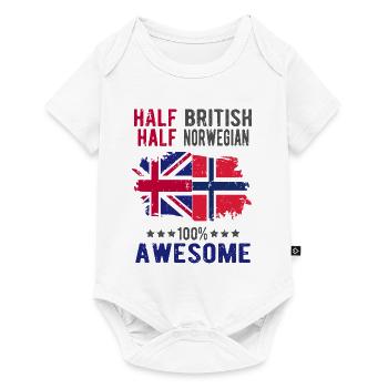 Halb Brite Halb Norweger - Baby Premium Kurzarmbody - Weiß - Vorne