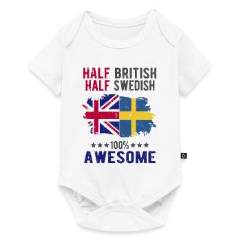 Halb Brite Halb Schwede - Baby Premium Kurzarmbody - Weiß - Vorne