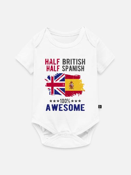 Halb Brite Halb Spanier - Baby Premium Kurzarmbody - Weiß