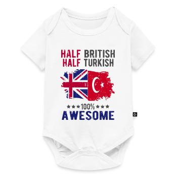 Halb Brite Halb Türke - Baby Premium Kurzarmbody - Weiß - Vorne