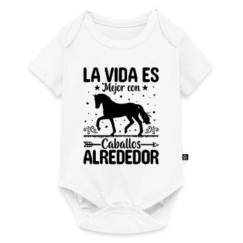 La Vie Est Meilleure Avec Des Chevaux - Body à manches courtes Premium Bébé - blanc - Devant