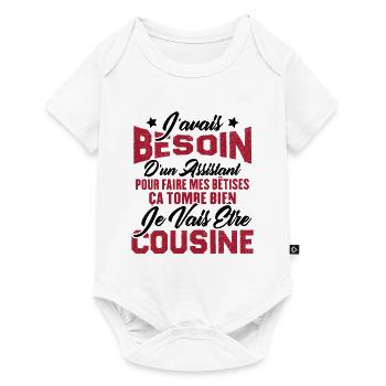 Je vais être cousine, Cadeau pour future cousine - Body à manches courtes Premium Bébé - blanc - Devant