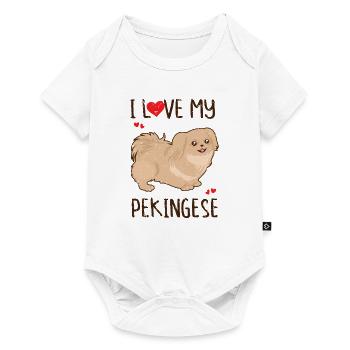 J’aime mon pékinois - amoureux pékinois - Body à manches courtes Premium Bébé - blanc - Devant