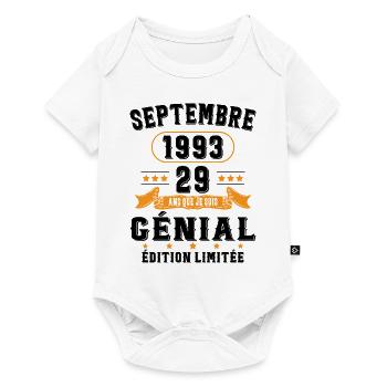 29 Ans Anniversaire Vintage Né(e) Septembre 1993 - Body à manches courtes Premium Bébé - blanc - Devant