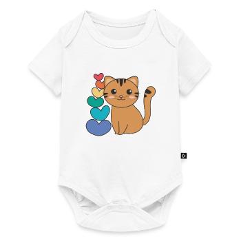 Rainbow Hearts Pride LGBTQ animaux mignons chat - Body à manches courtes Premium Bébé - blanc - Devant