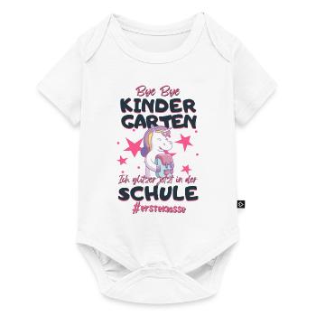 Bye Bye Kindergarten Einhorn Schulkind Einschulung - Baby Premium Kurzarmbody - Weiß - Vorne