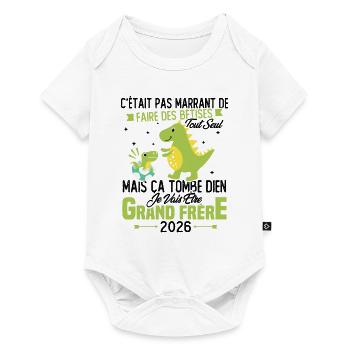 Je vais être grand frère 2026 / Cadeau grand frère - Body à manches courtes Premium Bébé - blanc - Devant