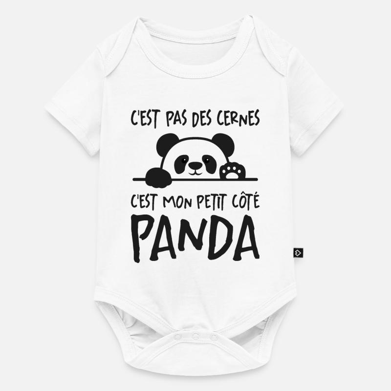 C'est Pas Des Cernes Citation Idée Cadeau Panda - Body à manches courtes Premium Bébé - blanc