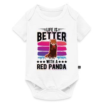 La vie est meilleure avec un panda roux roter panda - Body à manches courtes Premium Bébé - blanc - Devant
