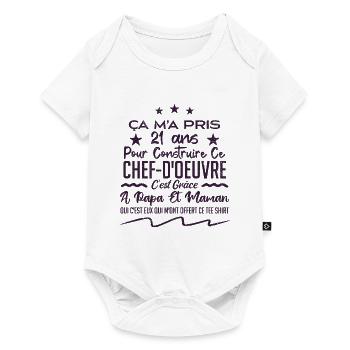 Cadeau anniversaire 21 ans humour merci papa maman - Body à manches courtes Premium Bébé - blanc - Devant