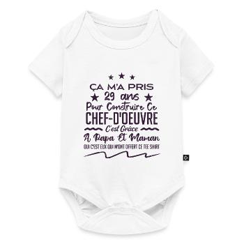 Cadeau anniversaire 29 ans humour merci papa maman - Body à manches courtes Premium Bébé - blanc - Devant