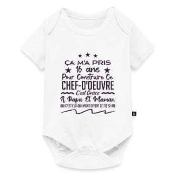 Cadeau anniversaire 16 ans humour merci papa maman - Body à manches courtes Premium Bébé - blanc - Devant
