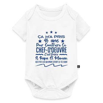 Cadeau anniversaire 46 ans humour merci papa maman - Body à manches courtes Premium Bébé - blanc - Devant