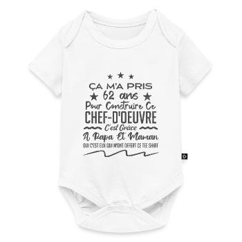 Cadeau anniversaire 62 ans humour merci papa maman - Body à manches courtes Premium Bébé - blanc - Devant
