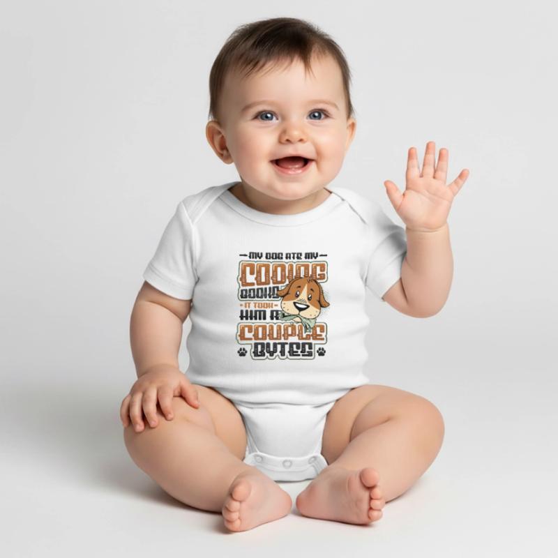 Dog Bytes Code Computer Joke Programming Baby Premium short-sleeve bodysuit