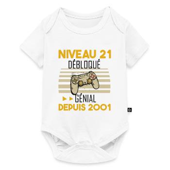 niveau 21 débloqué génial depuis 2001 - Body à manches courtes Premium Bébé - blanc - Devant