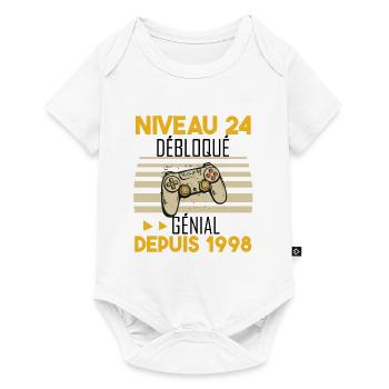 niveau 24 débloqué génial depuis 1998 - Body à manches courtes Premium Bébé - blanc - Devant