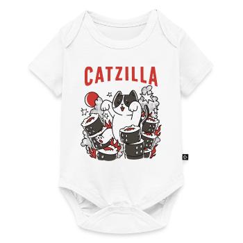 Catzilla Chat Mignon Humour Japon Sushi - Body à manches courtes Premium Bébé - blanc - Devant