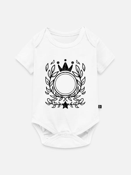 Ornament mit Krone - Baby Premium Kurzarmbody - Weiß