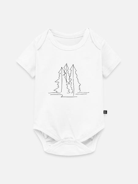 Baum Lineart - Baby Premium Kurzarmbody - Weiß