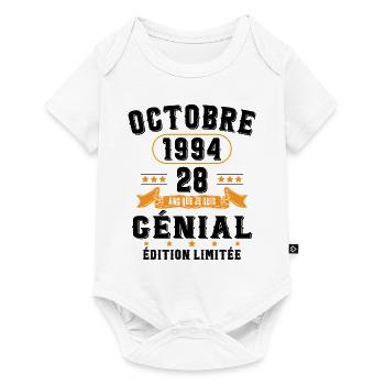 28 Ans Anniversaire Vintage Né(e) en Octobre 1994 - Body à manches courtes Premium Bébé - blanc - Devant