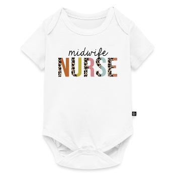 Infirmière sage-femme Léopard Imprimer infirmière autorisée - Body à manches courtes Premium Bébé - blanc - Devant